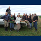 Click to enlarge Gordons Valley duck shoot, 2007. (L to R) Richard Elworthy (544), Mark Elworthy (10-32), Gertie Gould (wife of Rob), Chris Elworthy (10-23), Sue (wife of Mark), David Gould (531), Philip Evers-Swindell (husband of Viki, 10-34), Paul Studholme, Annie (wife of Chris), Mark Hervey, Rob Gould (532) and George Hennessy